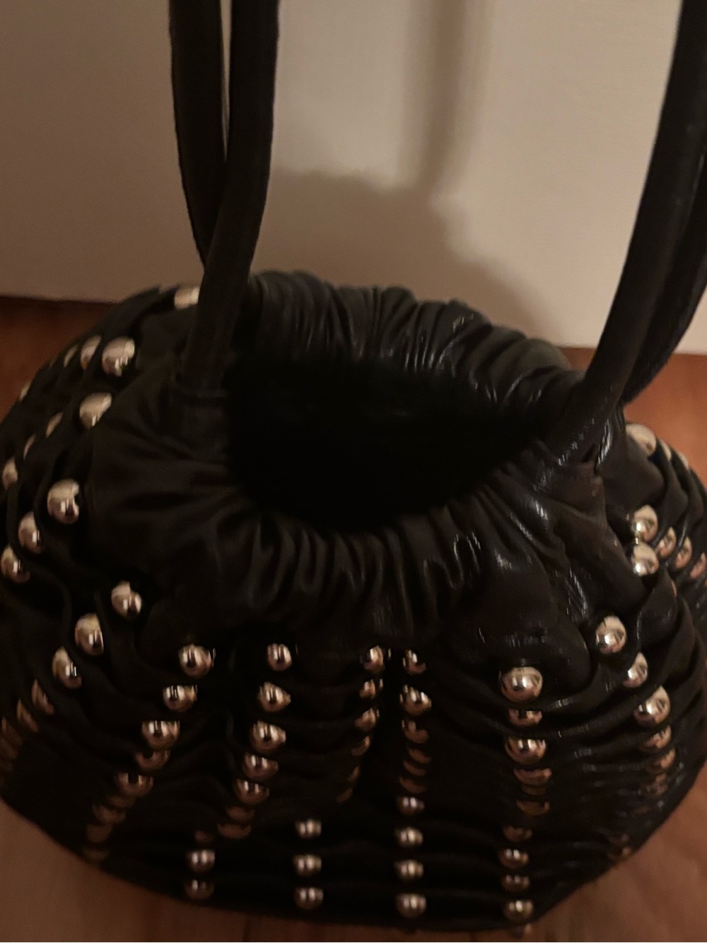 ZARA Black Studded Drawstring Bucket Bag - Picture 6 of 6